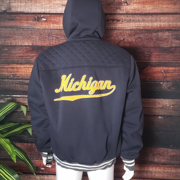 Franchise Club Mens Size XL Michigan Wolverines Sport Hooded Coat Jacket Navy - Picture 5 of 11